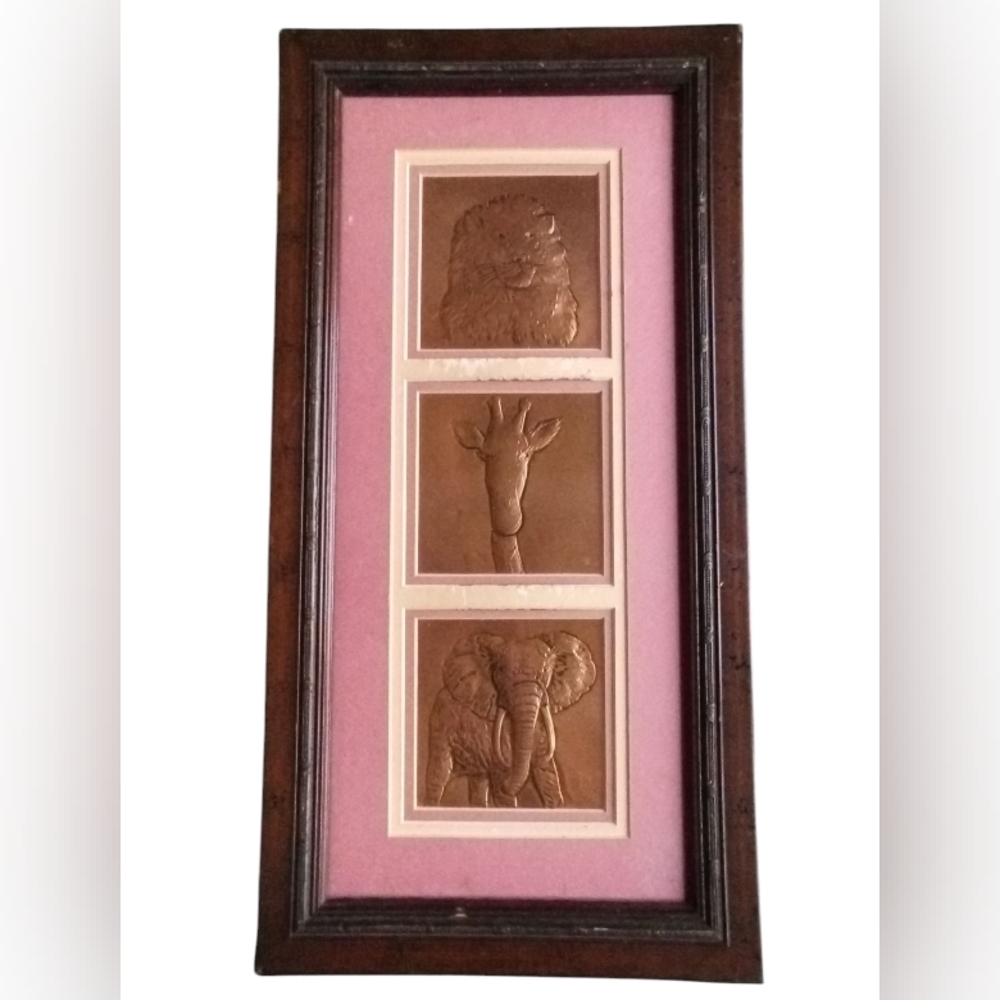 Copper Reposse Linda Greenway/Keith Kinney Hand Tooled Wall Decor Wooden Frame
